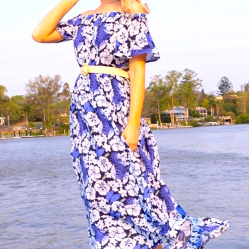 Mombasa Rose Off-the-shoulder Maxi Dress